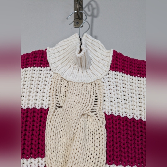 Free People Center Twist Thick Heavy Cable Knit Varsity Sweater Dress NWT XS - Picture 7 of 16